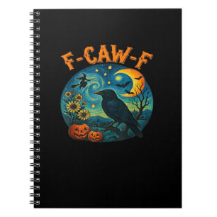 Krähe Rabe F-Caw-F Lustiger Halloween-Goth-Schachb Notizblock