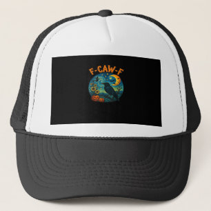 Krähe Rabe F-Caw-F Lustiger Halloween-Goth-Schachb Truckerkappe