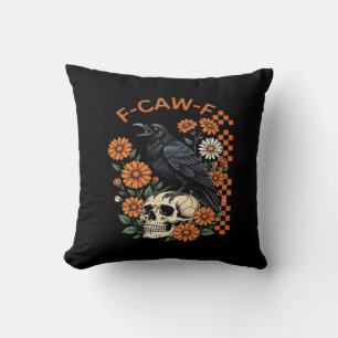 Krähe Rabe F-Caw-F Lustiges Halloween Gothic Kreat Kissen