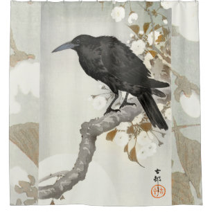 Krähe Rabe Koson japanischer Vogel Crow Duschvorhang