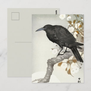 Krähe Rabe Koson Japanischer Vogel Crow Postkarte