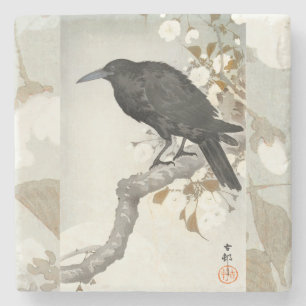Krähe Rabe Koson japanischer Vogel Crow Steinuntersetzer