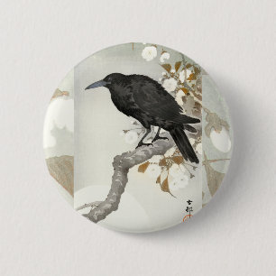 Krähe Rabe Koson Japanischer Vogel Krähe Button