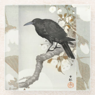 Krähe Rabe Koson Japanischer Vogel Krähe Glasuntersetzer