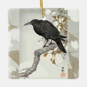 Krähe Rabe Koson japanischer Vogel Krähe Keramikornament
