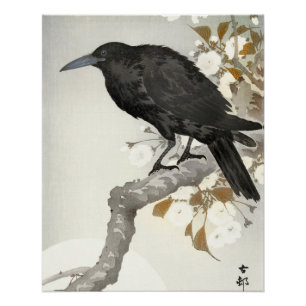 Krähe Rabe Koson japanischer Vogel Krähe Poster