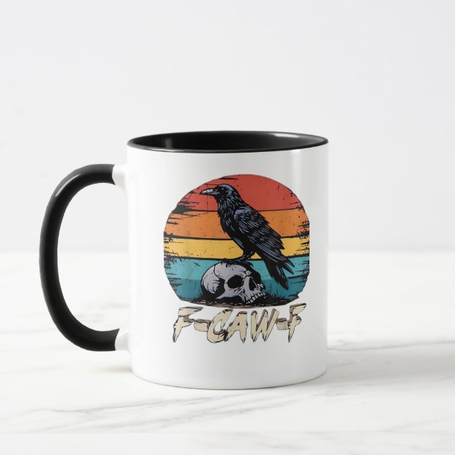 Krähe, Retro F-Caw-F Vogel Krähe Lustige Krähe Vog Tasse (Links)