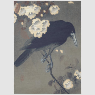 Krähe und Blüte von Ohara Koson Decoupage Seidenpapier