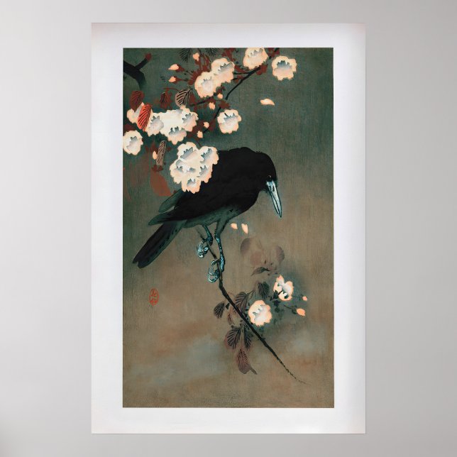 Krähe und Blüte von Ohara Koson  Vintage Japanisch Poster (Vorne)