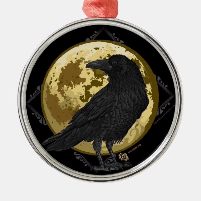 Krähe und der Mondentwurf 1 Ornament Aus Metall (Vorne)