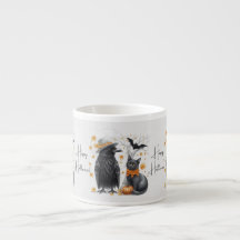 Krähe und Katze „Happy Halloween!“ Crow Tasse