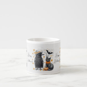 Krähe und Katze „Happy Halloween!“ Crow Tasse