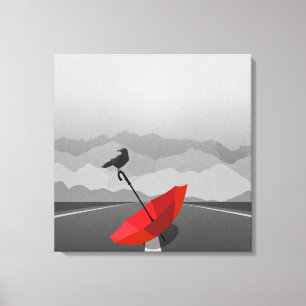 Krähe und Schirm Leinwanddruck