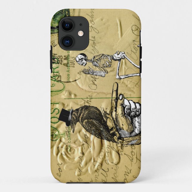 Krähe und Skelett Case-Mate iPhone Hülle (Rückseite)