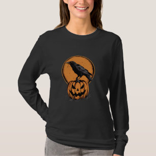 Krähe Vollmond Kürbis Gruselig Gothic Goth Kürbiss T-Shirt