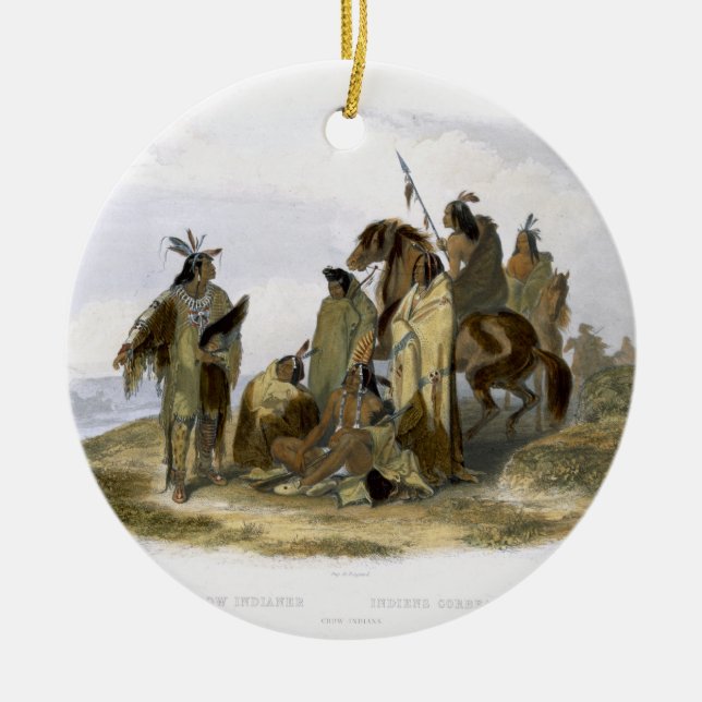 Krähen-amerikanischer Ureinwohner, überzieht 13 Keramik Ornament (Vorne)