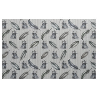 Krähen Crows Rabe Muster mit Federn Stoff