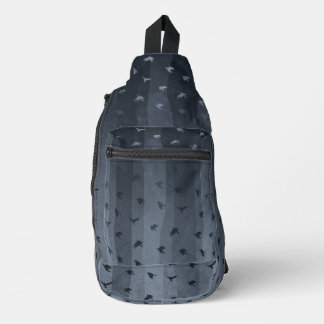 Krähen fliegende Blues Grunge Streifen moderne Got Crossbody Bag