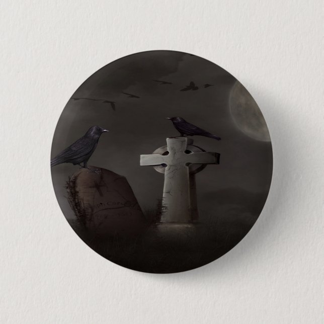 Krähen-Friedhof pinback Knopf Button (Vorderseite)