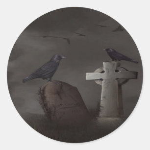 Krähen-Friedhofsaufkleber Runder Aufkleber