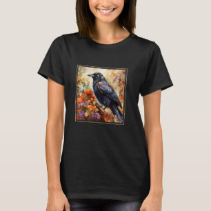 Krähen Garten Blumen Malerei Haustier Mama Papa T-Shirt