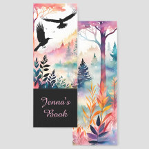 Krähen in einem Pastellwald