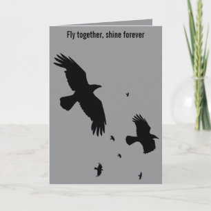 Krähen oder Rabenfamilie - Minimalistisches Design Karte