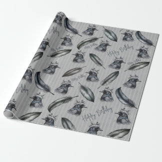 Krähen Raben Crows Federn Feathers Eigener Text Geschenkpapier