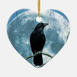 Krähen-Raben-Mond-Nachtgotische Fantasie Keramik Ornament
