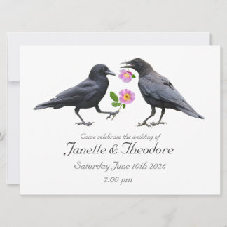 Krähen Rosen Hochzeitseinladung Einladung