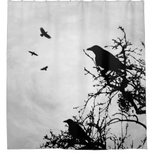 Krähen-Silhouette des Entwurfs 43 Duschvorhang