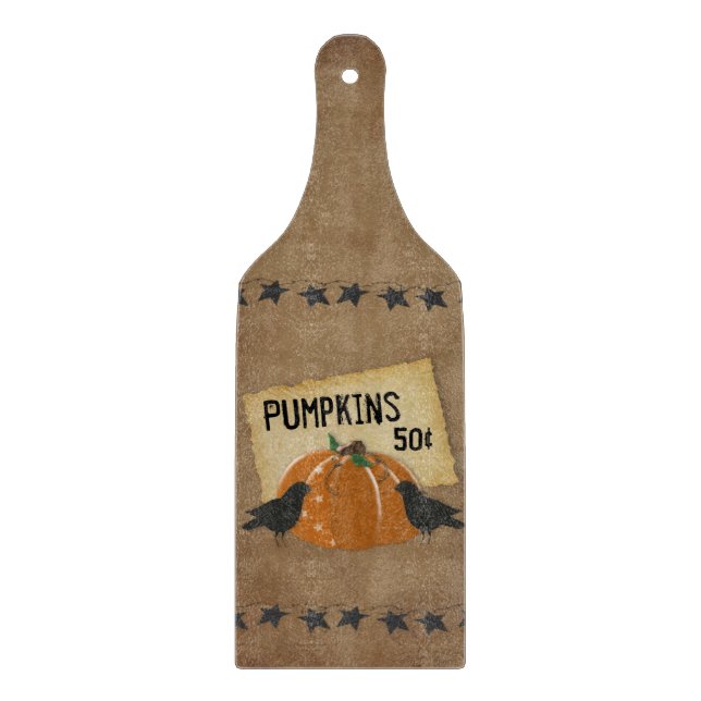Krähen und Kürbisglas-Schneidebrett Schneidebrett (Vorderseite)