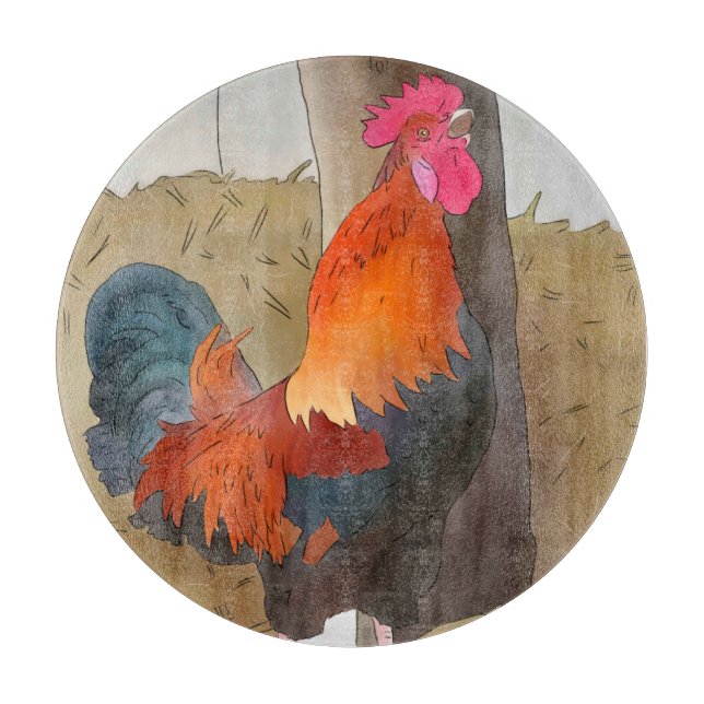 krähender Hahn Schneidebrett (Vorderseite)