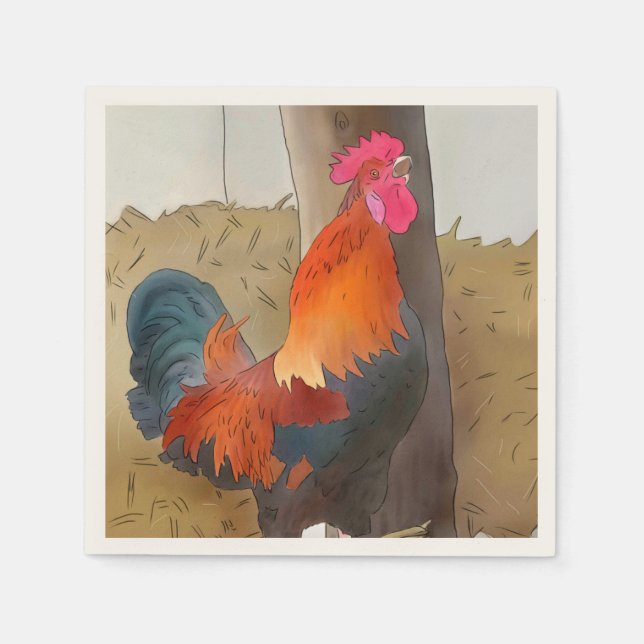 Krähender Hahn Serviette (Vorderseite)