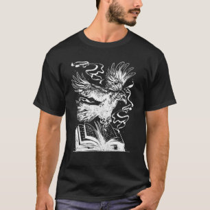 Krähenraven mit Büchern mit Tätowierung Mystery un T-Shirt