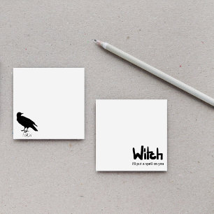 Krähenzeichnung und Naw-Silhouette in Schwarz Post-it Klebezettel