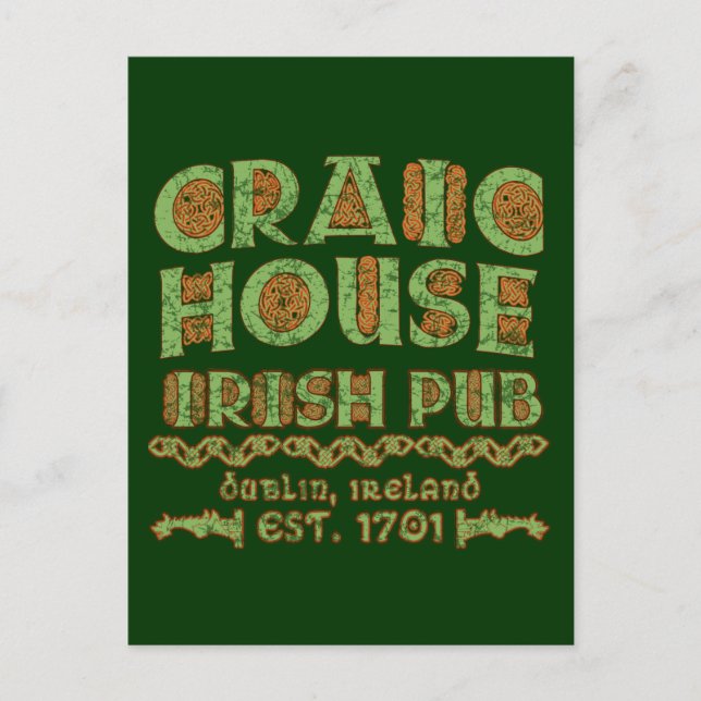 KRAISCHES HAUS IRISH PUB Dublin Est 1701 Postkarte (Vorderseite)