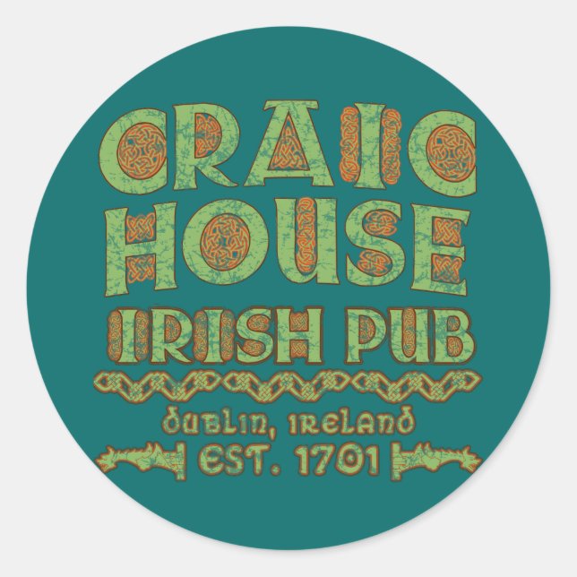 KRAISCHES HAUS IRISH PUB Dublin Est 1701 Runder Aufkleber (Vorderseite)