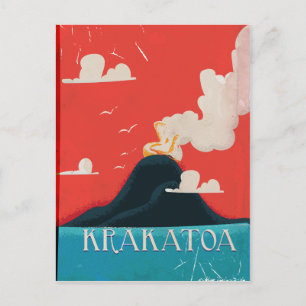 Krakatau Vintage Urlaubsposter Kunst Postkarte