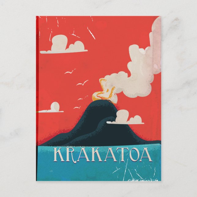 Krakatoa Vintag Vacation Poster Art Postkarte (Vorderseite)
