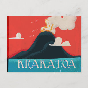 Krakatoa Vintag Vacation Poster Art Postkarte