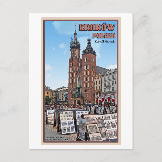 Krakau - Basilica St. Marys Postkarte (Vorderseite)