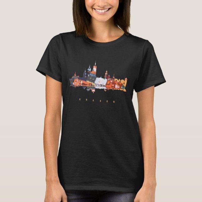Krakau farbenfrohe Silhouette T-Shirt (Vorderseite)