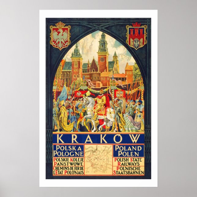 Krakau Poland Vintage Travel Poster (Vorne)