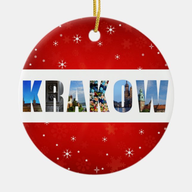 Krakau Polen Fotos Weihnachten Keramik Ornament (Vorne)