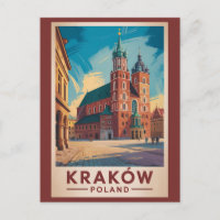 Krakau Polen Illustration Reise Kunst Vintage