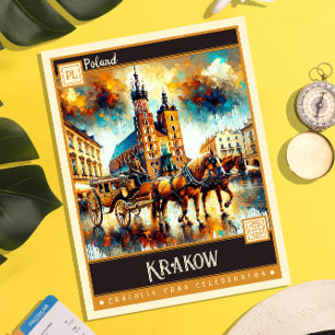 Krakau, Polen Vintage-Gemälde Postkarte
