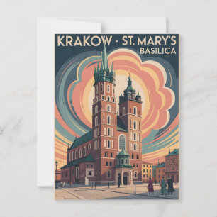 Krakau St. Marias Basilika Vintag Postkarte
