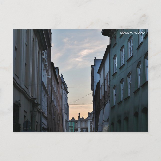 Krakauer Altstadt mit Stadttext Postkarte (Vorderseite)