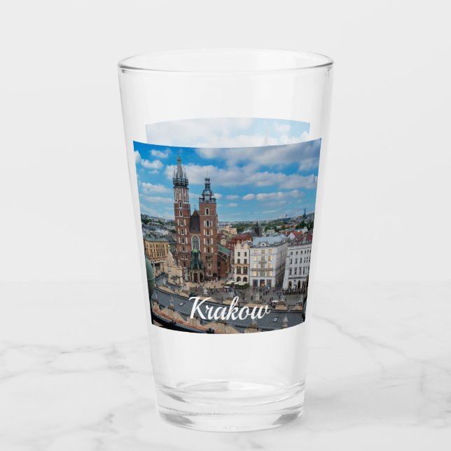 Krakauer Stadtzentrum von oben in Polen Glas (Vorderseite)